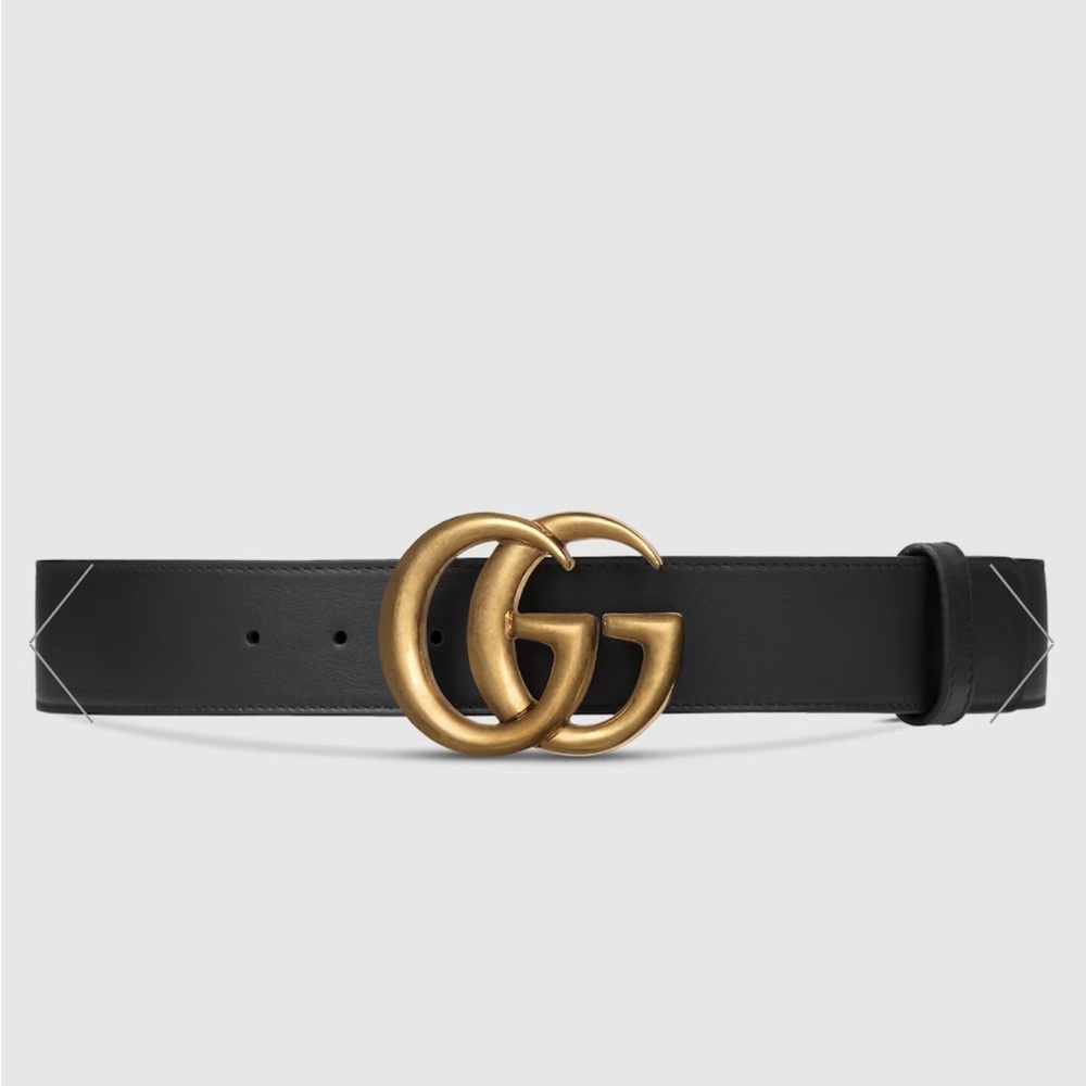 Gucci Black Leather Belt Gg Marmont Wide Belt - image 4